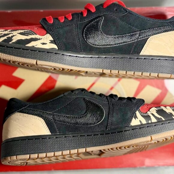 Air Jordan 1 Sz 12.5 Black/Tan/Red Rare Retro Nike Solefly - DN3400 001 Exc Cond - Picture 10 of 13